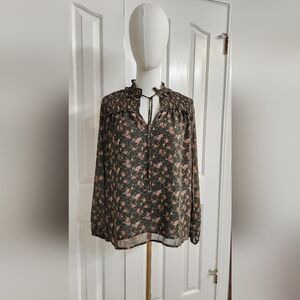 PLEIONE - Floral Black Blouse - Size M